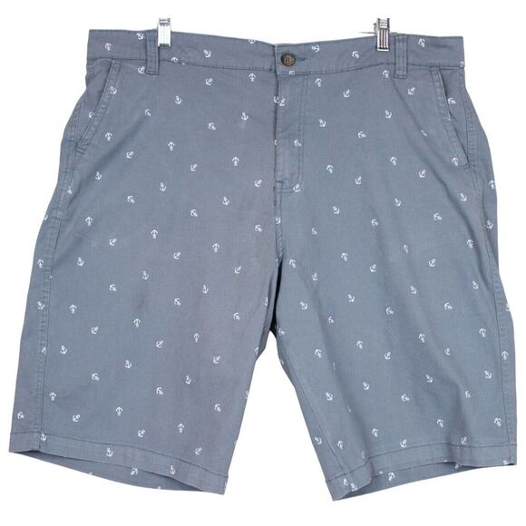 Company 81 Chino Short Anchor Print Pockets Flat Front Men 40 / 11 Gray Nautical - Picture 1 of 10